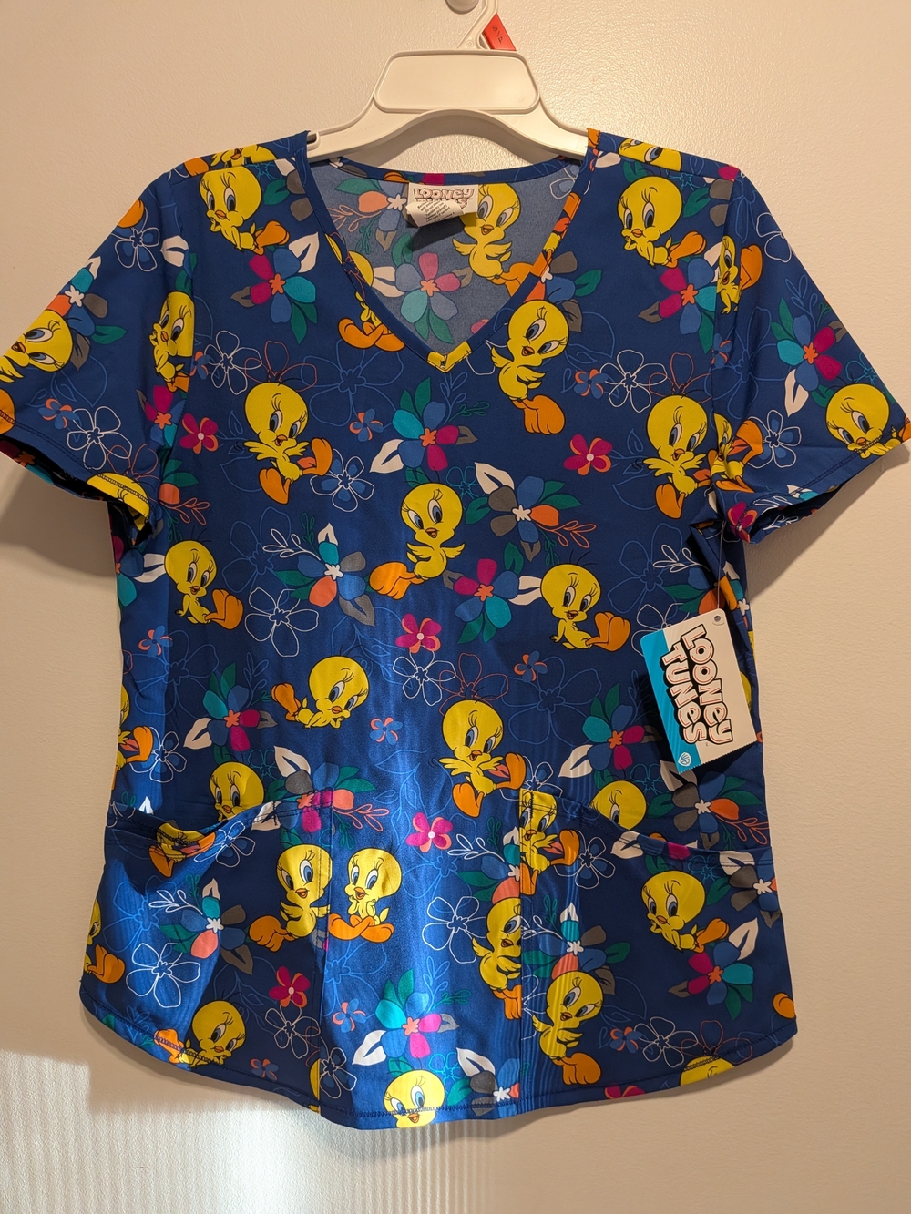 Warner Bros. Tweety All-Over Print Kids V-Neck Top - Blue & Yellow